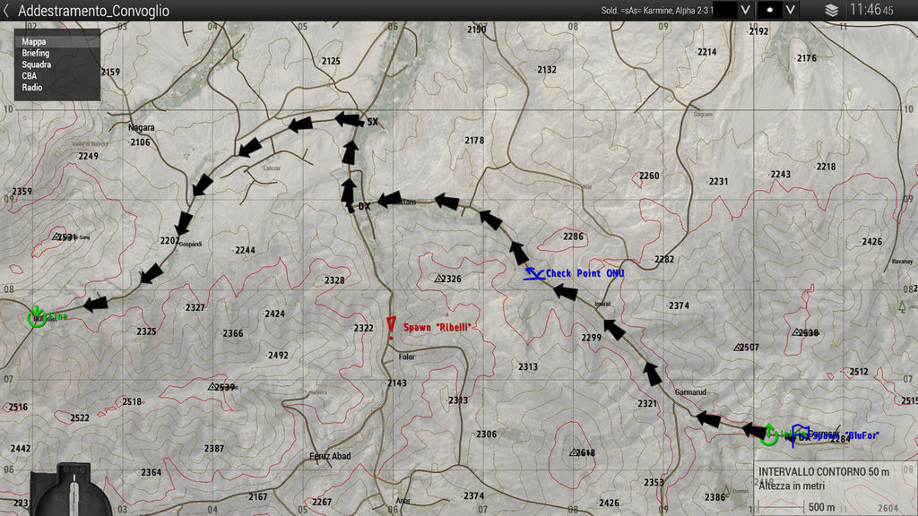 Mappa percorso del Convoglio